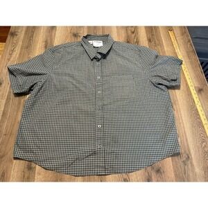 Silverts Shirt Men's Size 3XL Green White Black Plaid Short Sleeve Button Up